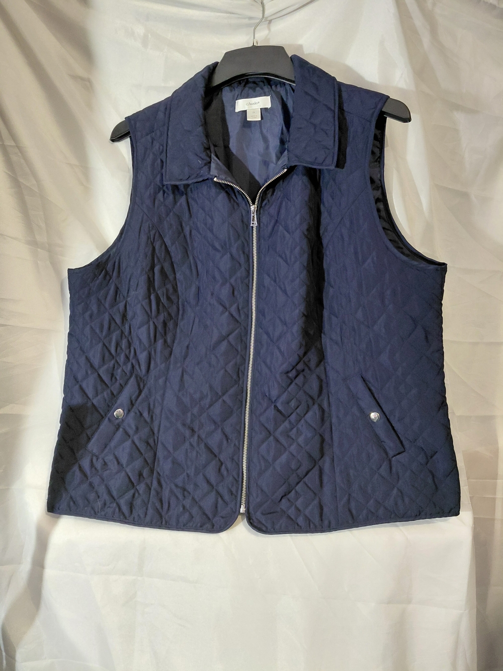 CJ Banks Quilted Navy Zip-Up Vest